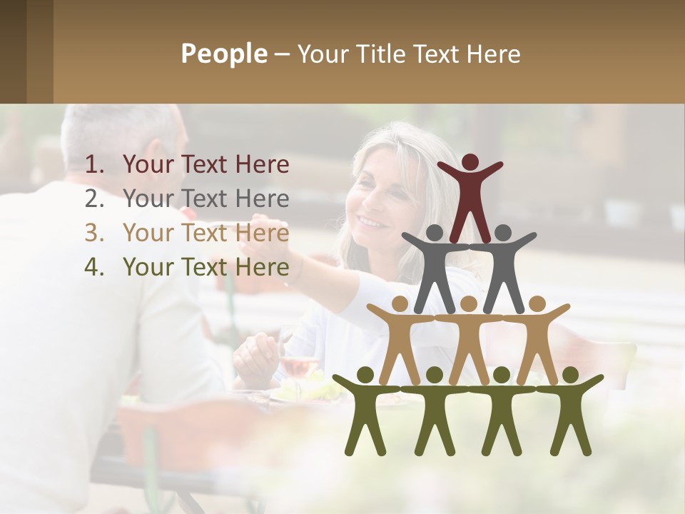 A Man And A Woman Sitting At A Table Eating Food PowerPoint Template