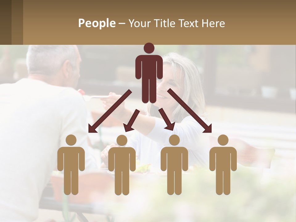 A Man And A Woman Sitting At A Table Eating Food PowerPoint Template