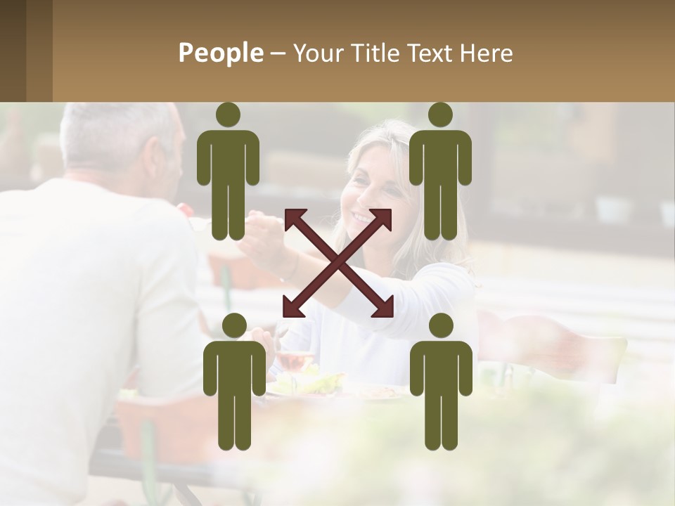 A Man And A Woman Sitting At A Table Eating Food PowerPoint Template