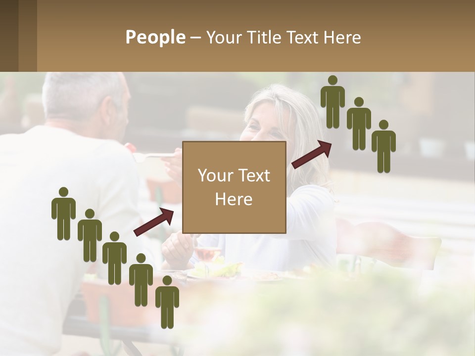 A Man And A Woman Sitting At A Table Eating Food PowerPoint Template