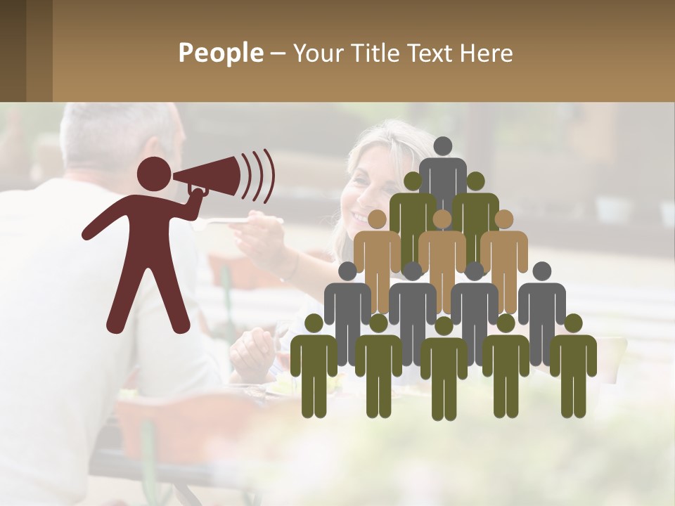 A Man And A Woman Sitting At A Table Eating Food PowerPoint Template