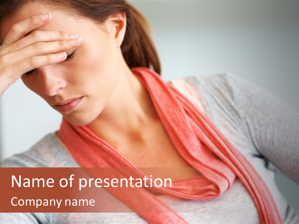 A Woman Holding Her Head In Her Hands PowerPoint Template