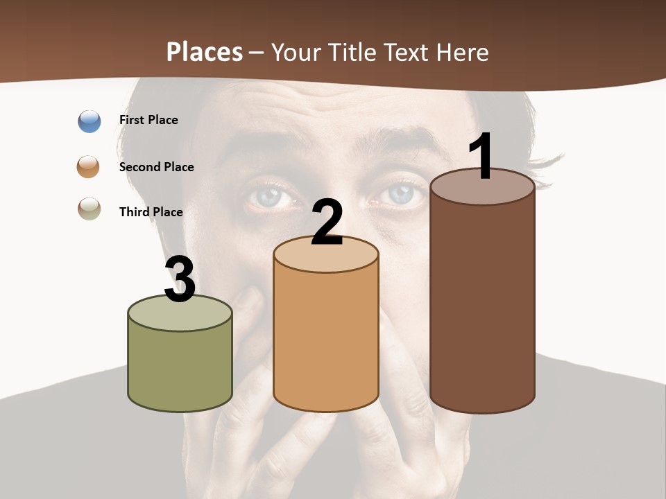 A Man In A Suit Covers His Mouth With His Hands PowerPoint Template