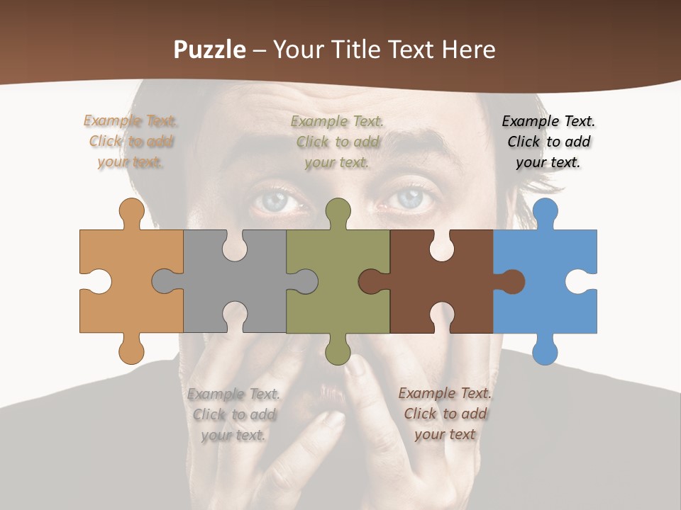 A Man In A Suit Covers His Mouth With His Hands PowerPoint Template