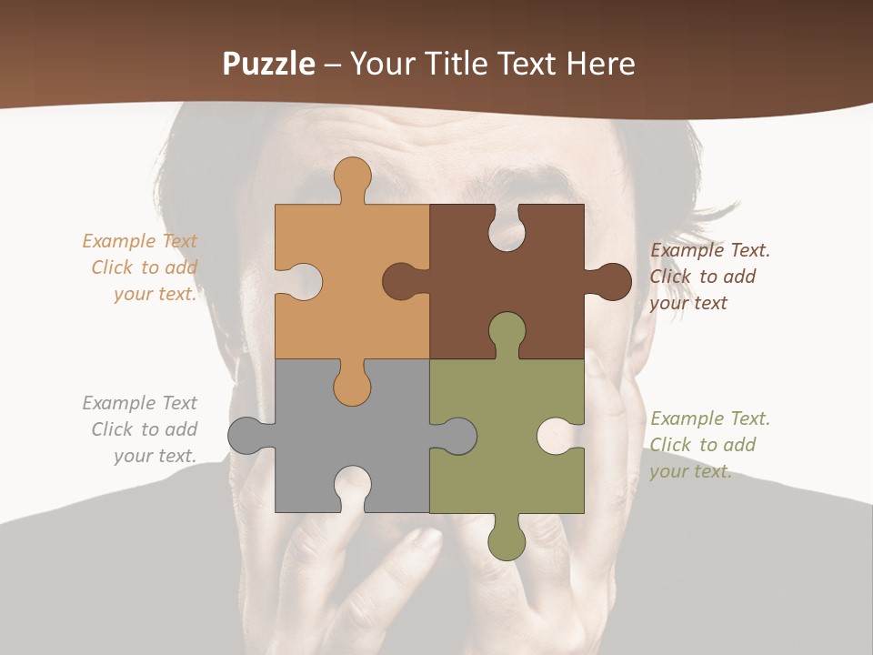 A Man In A Suit Covers His Mouth With His Hands PowerPoint Template