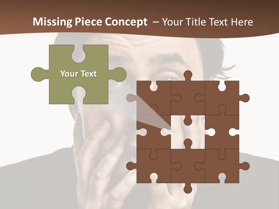 A Man In A Suit Covers His Mouth With His Hands PowerPoint Template
