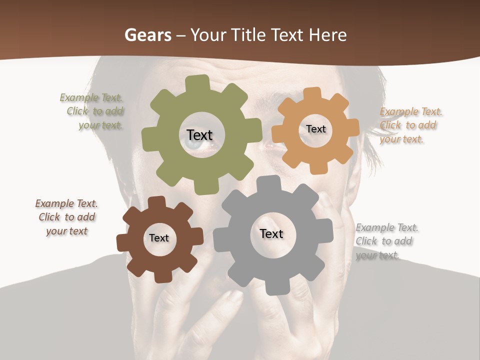 A Man In A Suit Covers His Mouth With His Hands PowerPoint Template