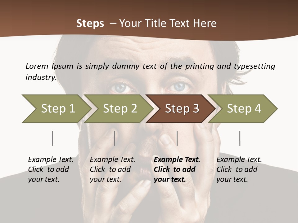 A Man In A Suit Covers His Mouth With His Hands PowerPoint Template