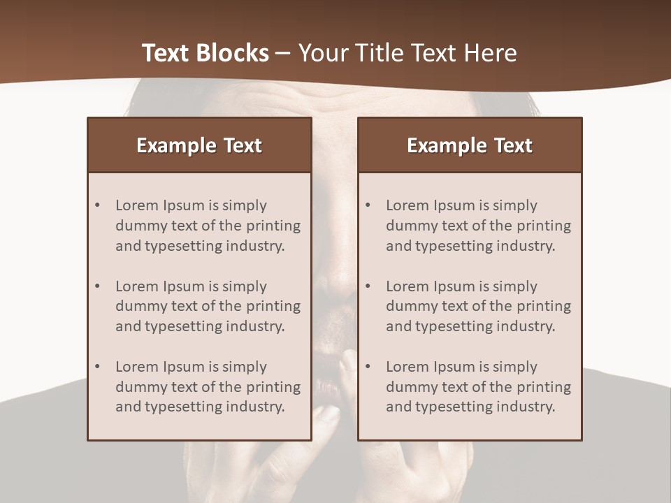 A Man In A Suit Covers His Mouth With His Hands PowerPoint Template