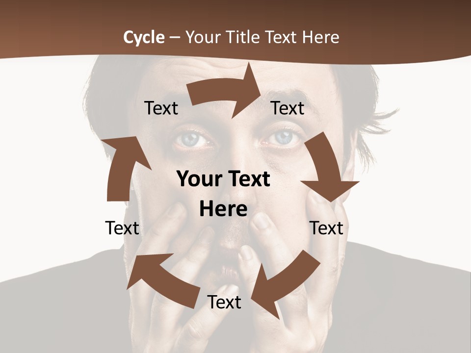 A Man In A Suit Covers His Mouth With His Hands PowerPoint Template