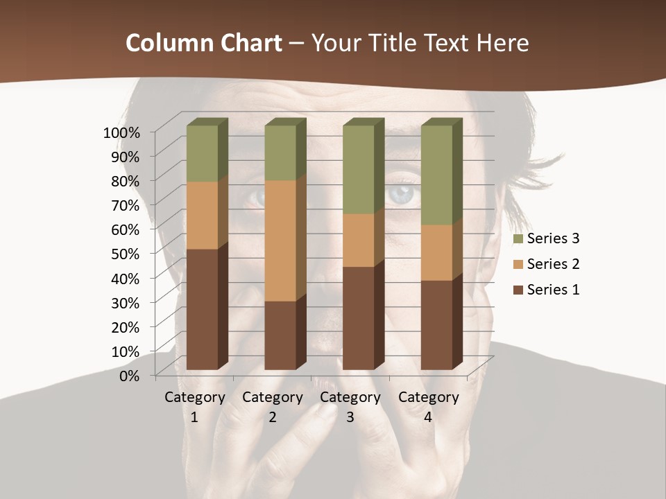 A Man In A Suit Covers His Mouth With His Hands PowerPoint Template