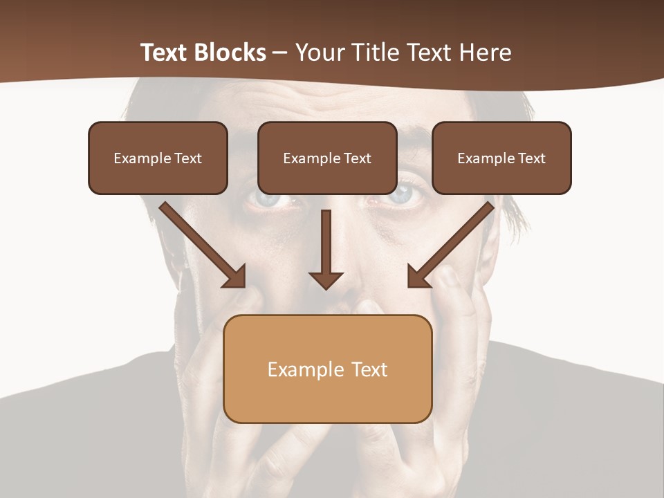 A Man In A Suit Covers His Mouth With His Hands PowerPoint Template
