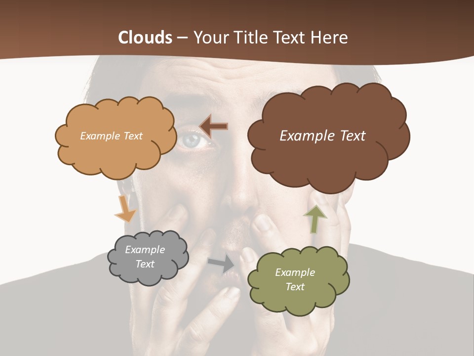 A Man In A Suit Covers His Mouth With His Hands PowerPoint Template