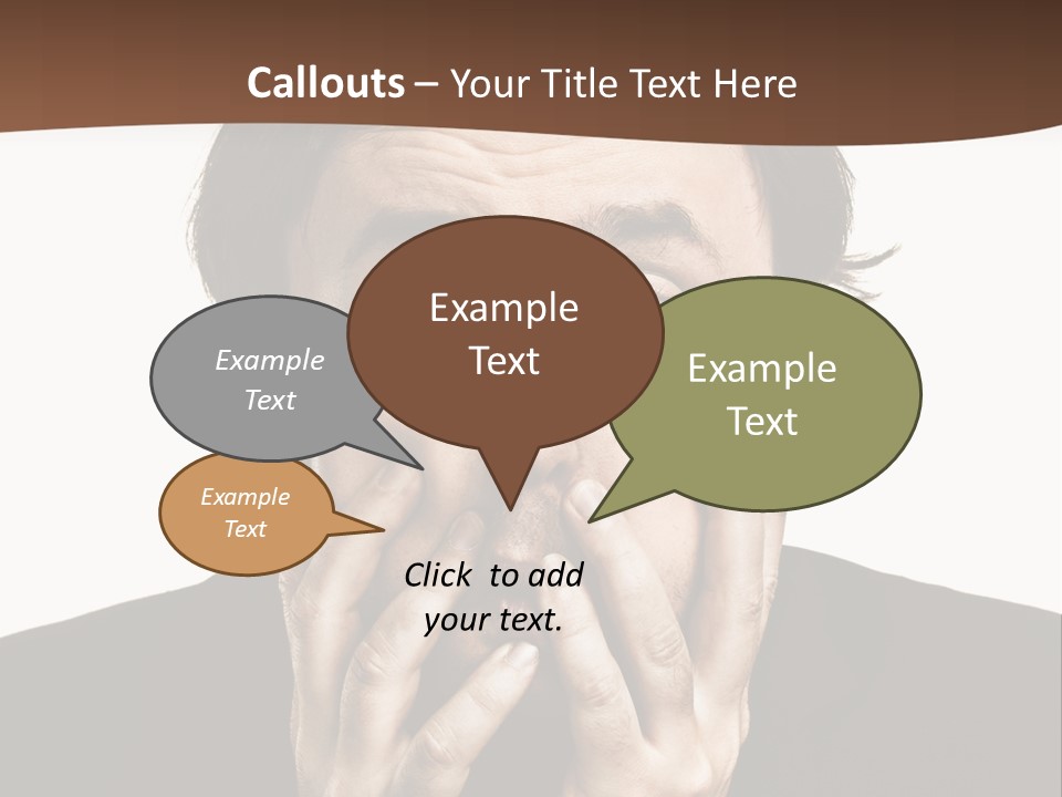 A Man In A Suit Covers His Mouth With His Hands PowerPoint Template