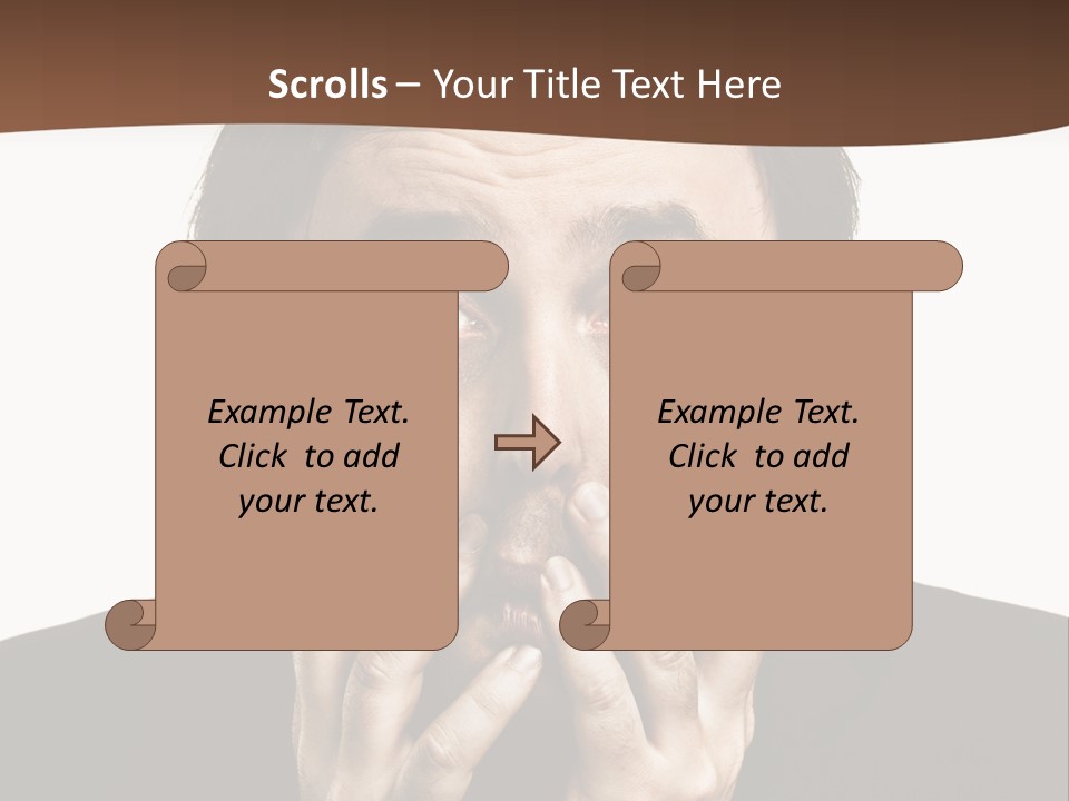 A Man In A Suit Covers His Mouth With His Hands PowerPoint Template