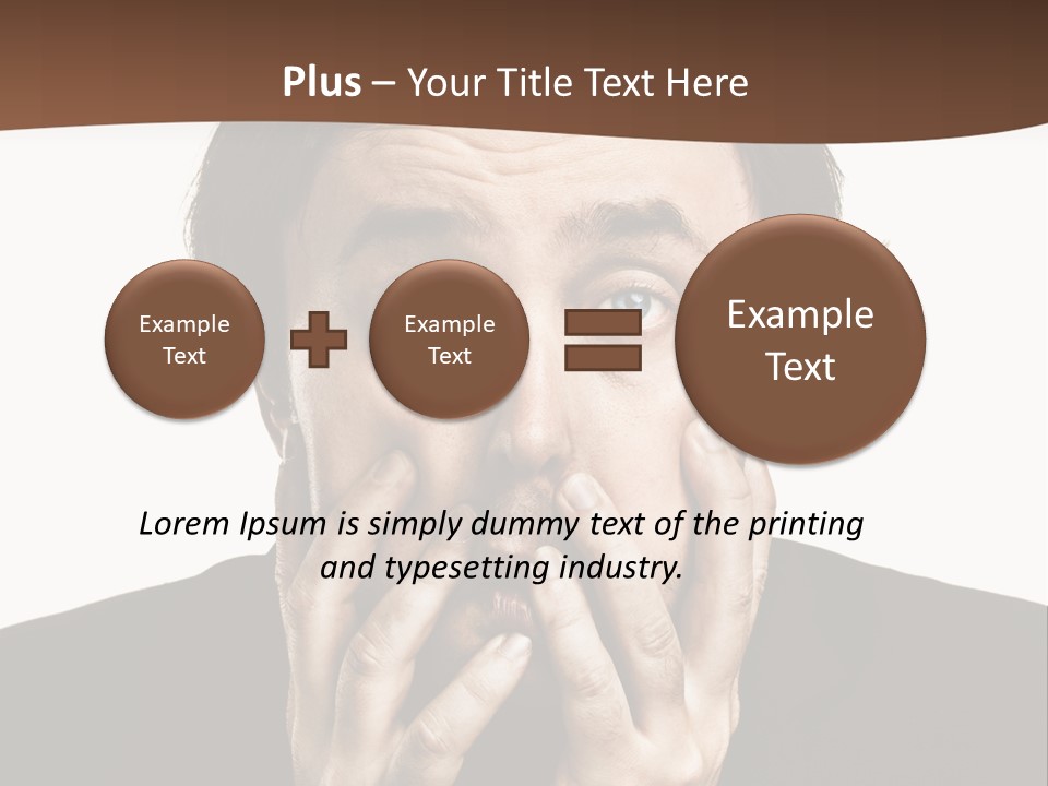 A Man In A Suit Covers His Mouth With His Hands PowerPoint Template