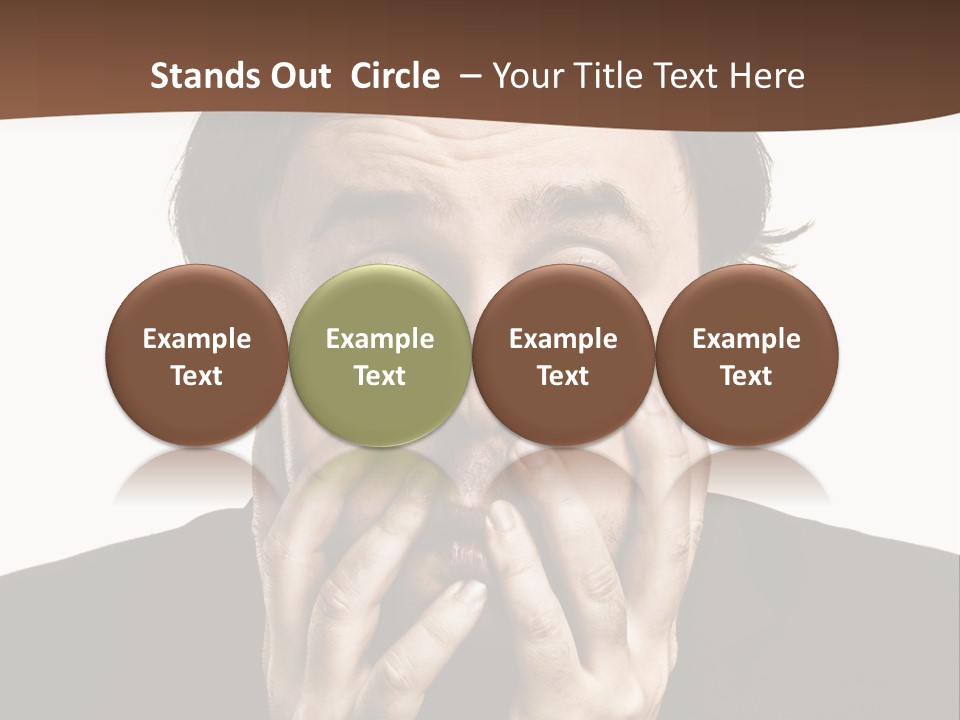 A Man In A Suit Covers His Mouth With His Hands PowerPoint Template
