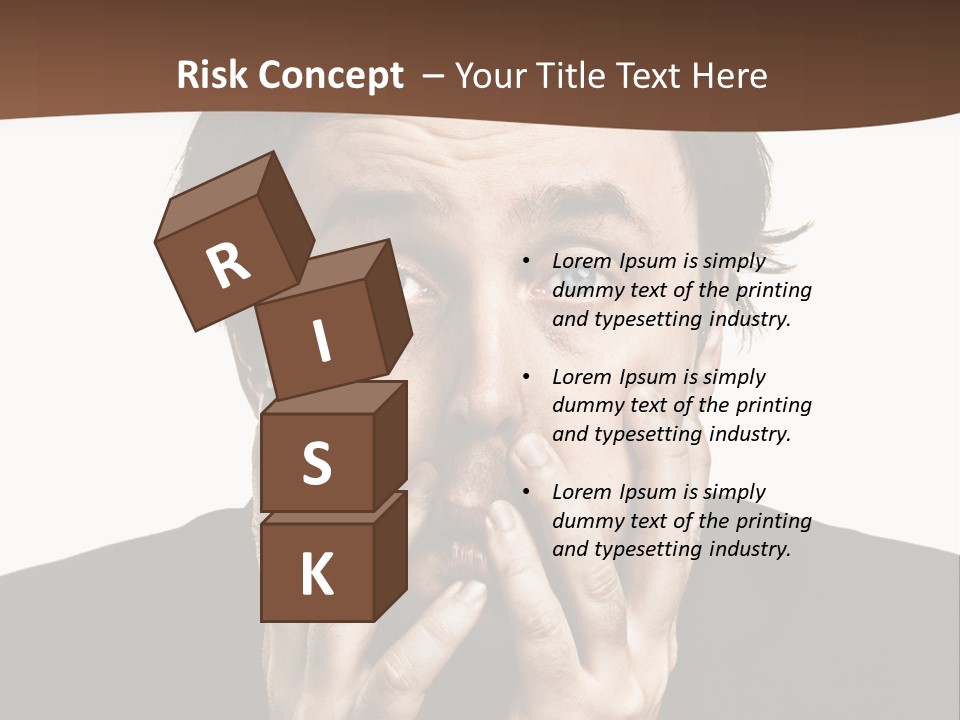 A Man In A Suit Covers His Mouth With His Hands PowerPoint Template