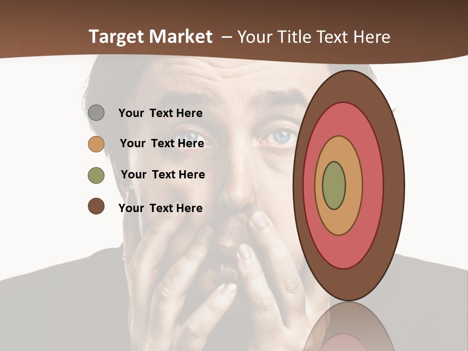 A Man In A Suit Covers His Mouth With His Hands PowerPoint Template