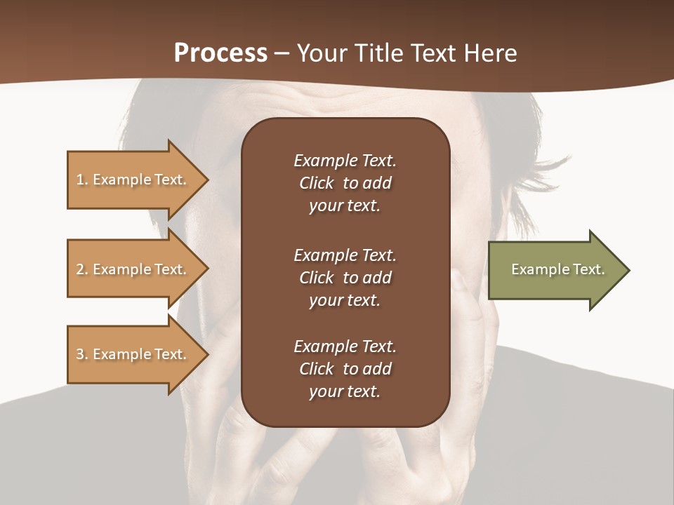 A Man In A Suit Covers His Mouth With His Hands PowerPoint Template