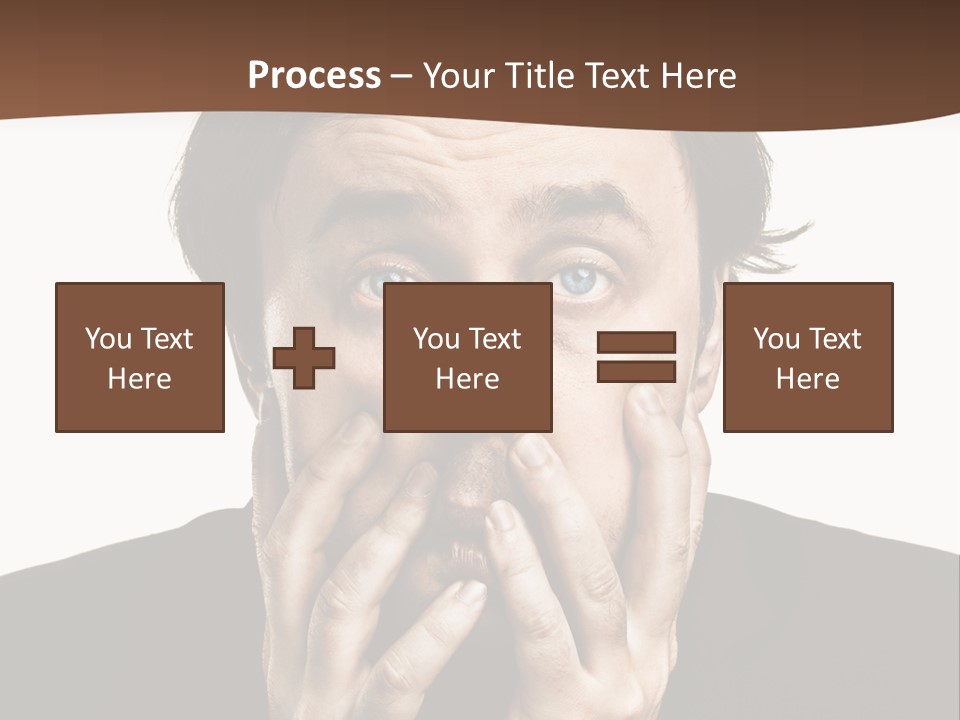 A Man In A Suit Covers His Mouth With His Hands PowerPoint Template