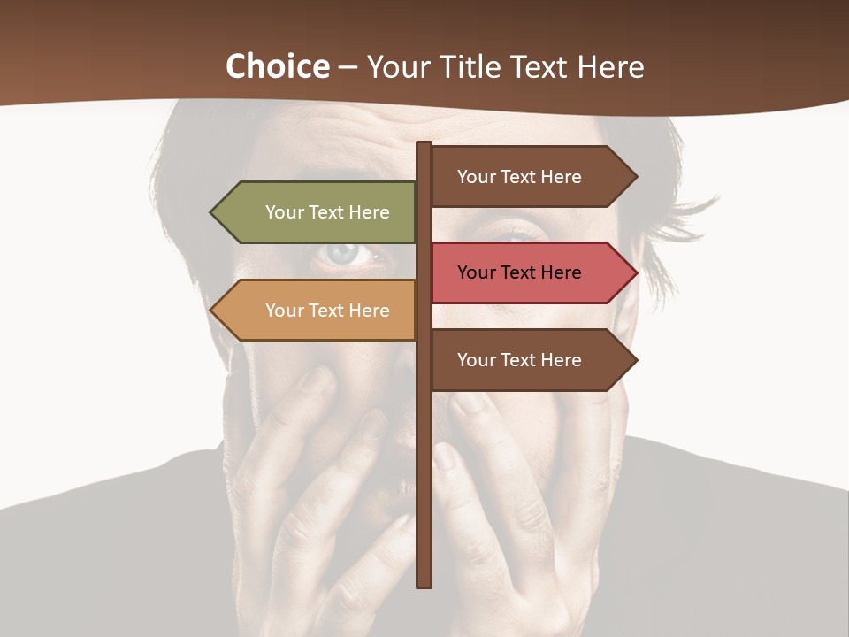 A Man In A Suit Covers His Mouth With His Hands PowerPoint Template