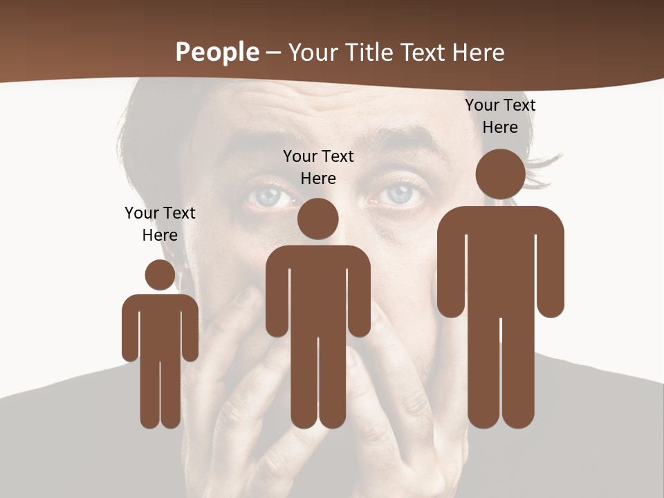 A Man In A Suit Covers His Mouth With His Hands PowerPoint Template