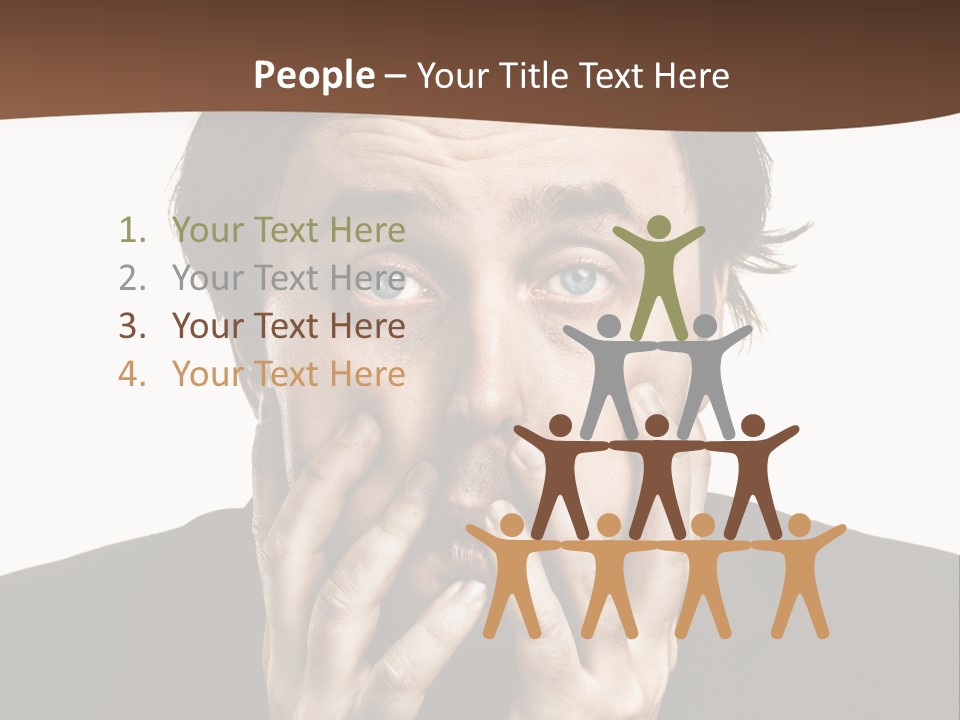 A Man In A Suit Covers His Mouth With His Hands PowerPoint Template