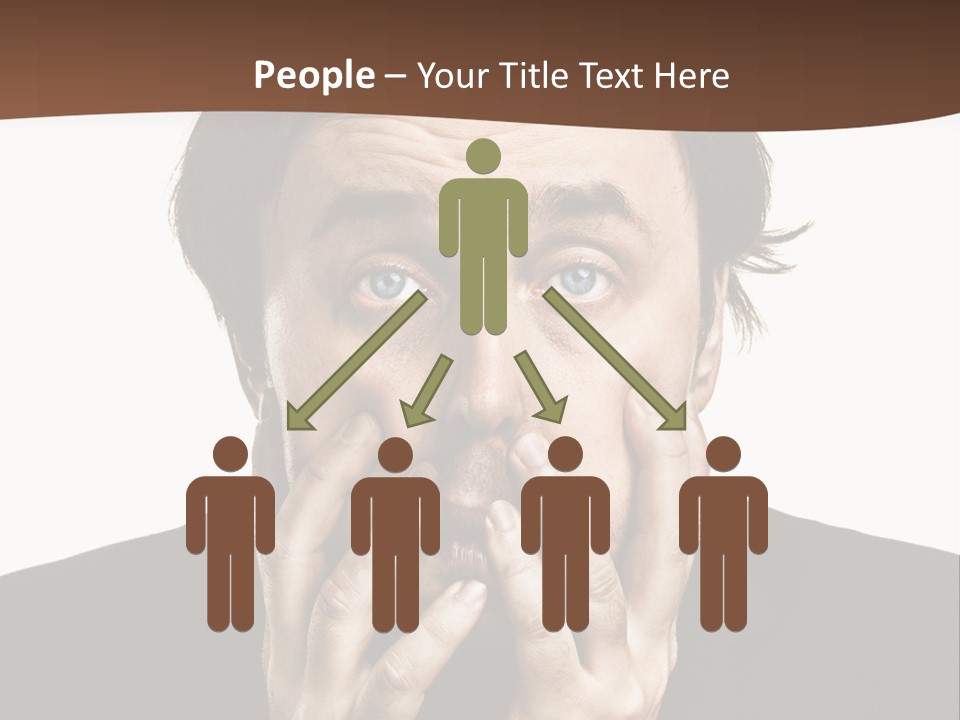 A Man In A Suit Covers His Mouth With His Hands PowerPoint Template