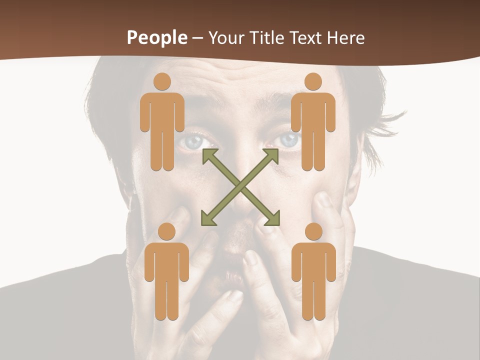 A Man In A Suit Covers His Mouth With His Hands PowerPoint Template