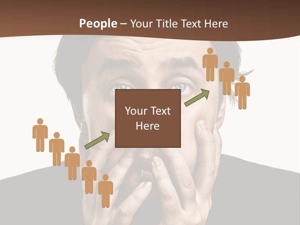 A Man In A Suit Covers His Mouth With His Hands PowerPoint Template