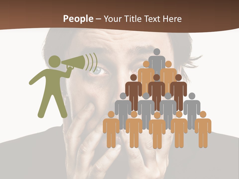 A Man In A Suit Covers His Mouth With His Hands PowerPoint Template
