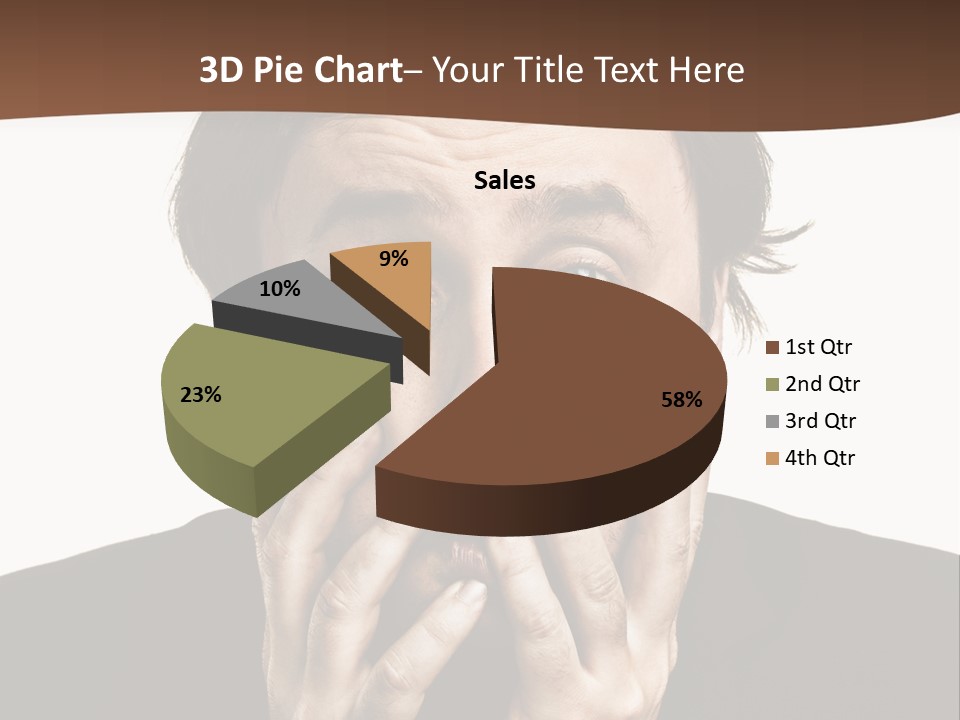A Man In A Suit Covers His Mouth With His Hands PowerPoint Template
