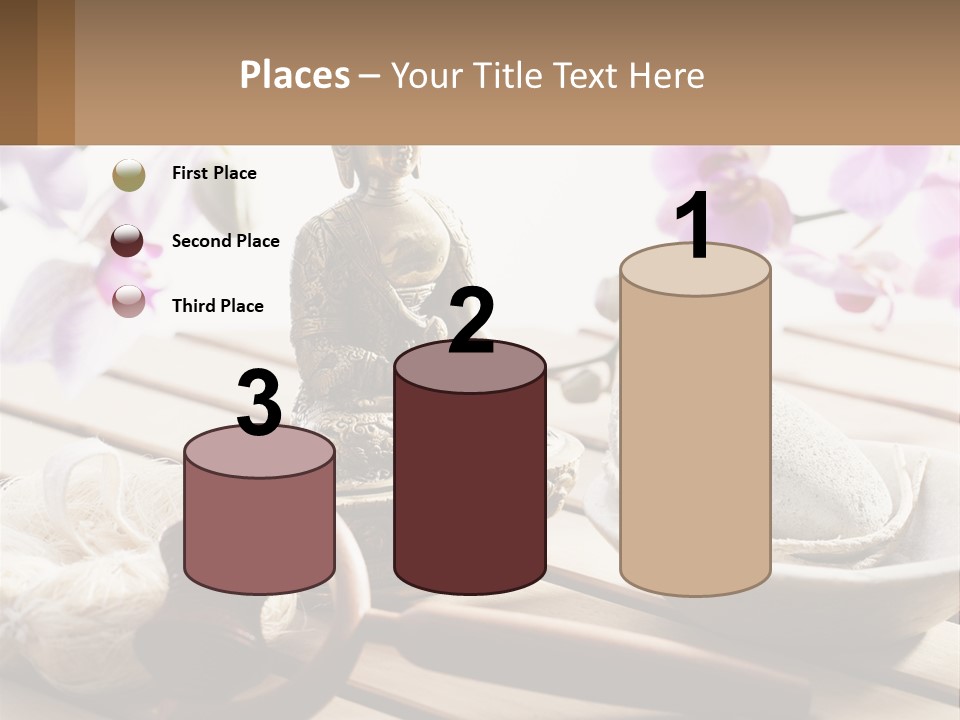 A Buddha Statue Sitting On Top Of A Wooden Table PowerPoint Template