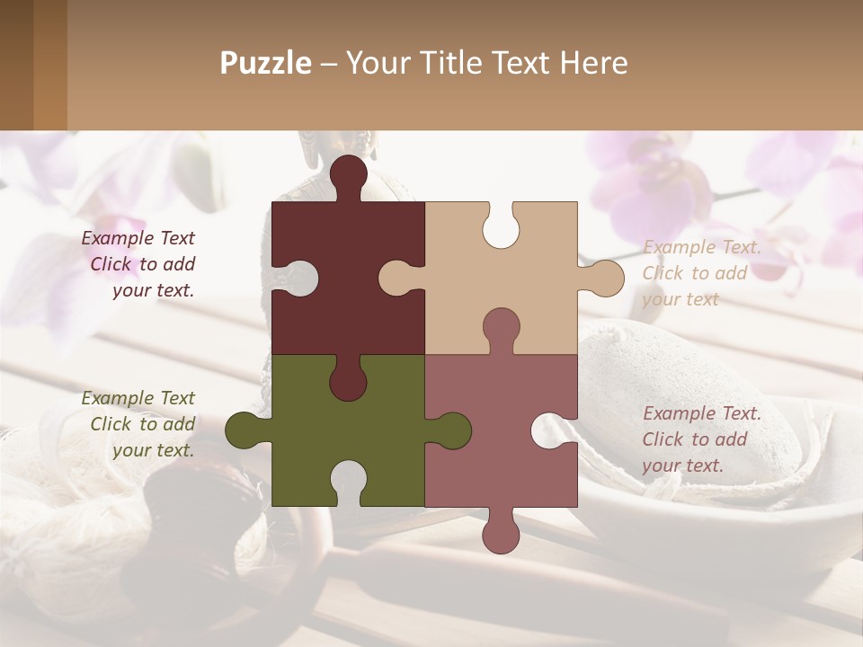 A Buddha Statue Sitting On Top Of A Wooden Table PowerPoint Template