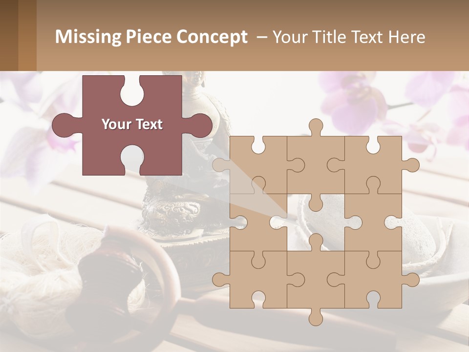 A Buddha Statue Sitting On Top Of A Wooden Table PowerPoint Template