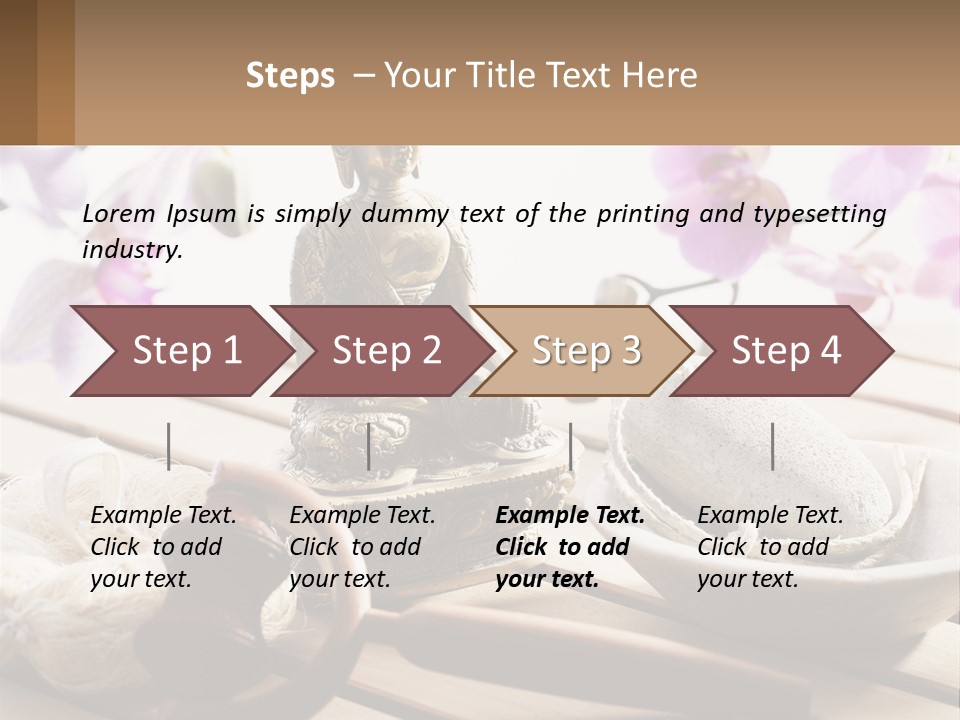 A Buddha Statue Sitting On Top Of A Wooden Table PowerPoint Template