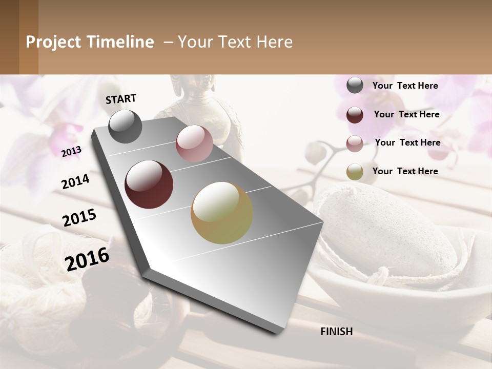 A Buddha Statue Sitting On Top Of A Wooden Table PowerPoint Template