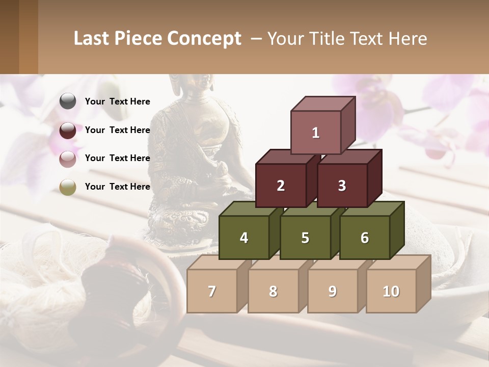 A Buddha Statue Sitting On Top Of A Wooden Table PowerPoint Template