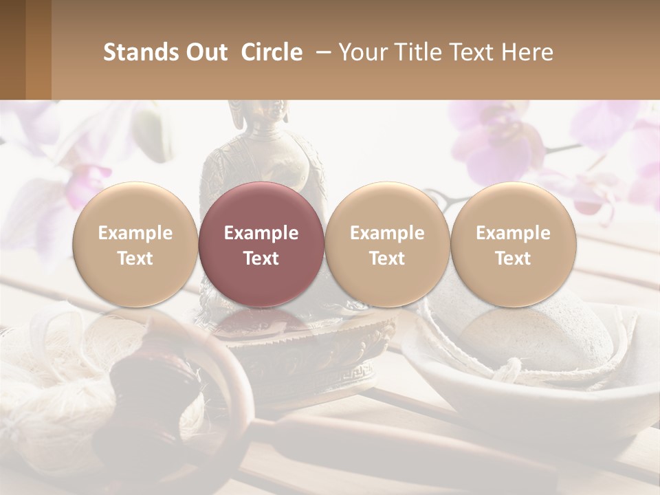A Buddha Statue Sitting On Top Of A Wooden Table PowerPoint Template