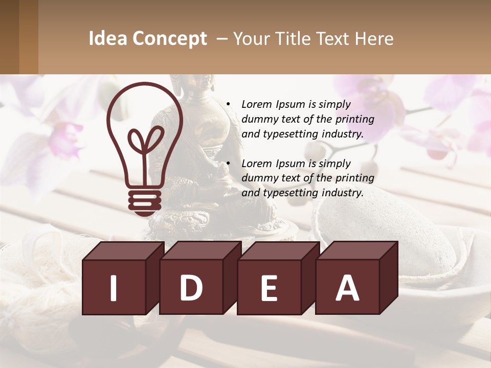 A Buddha Statue Sitting On Top Of A Wooden Table PowerPoint Template