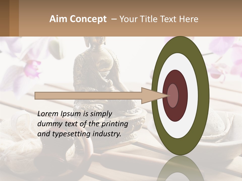 A Buddha Statue Sitting On Top Of A Wooden Table PowerPoint Template