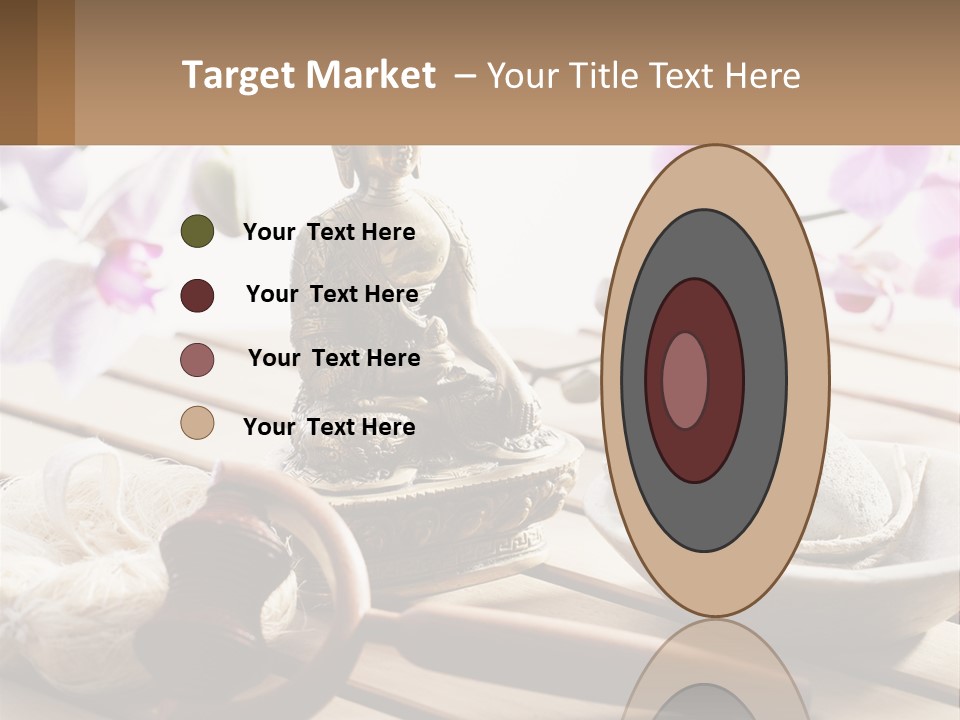 A Buddha Statue Sitting On Top Of A Wooden Table PowerPoint Template