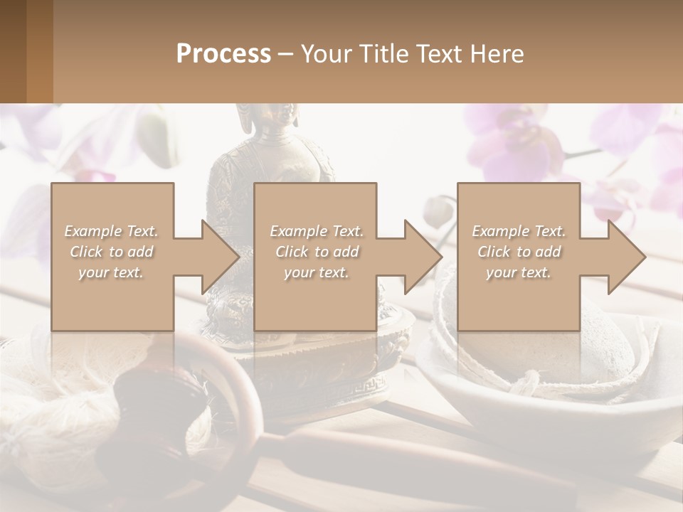 A Buddha Statue Sitting On Top Of A Wooden Table PowerPoint Template