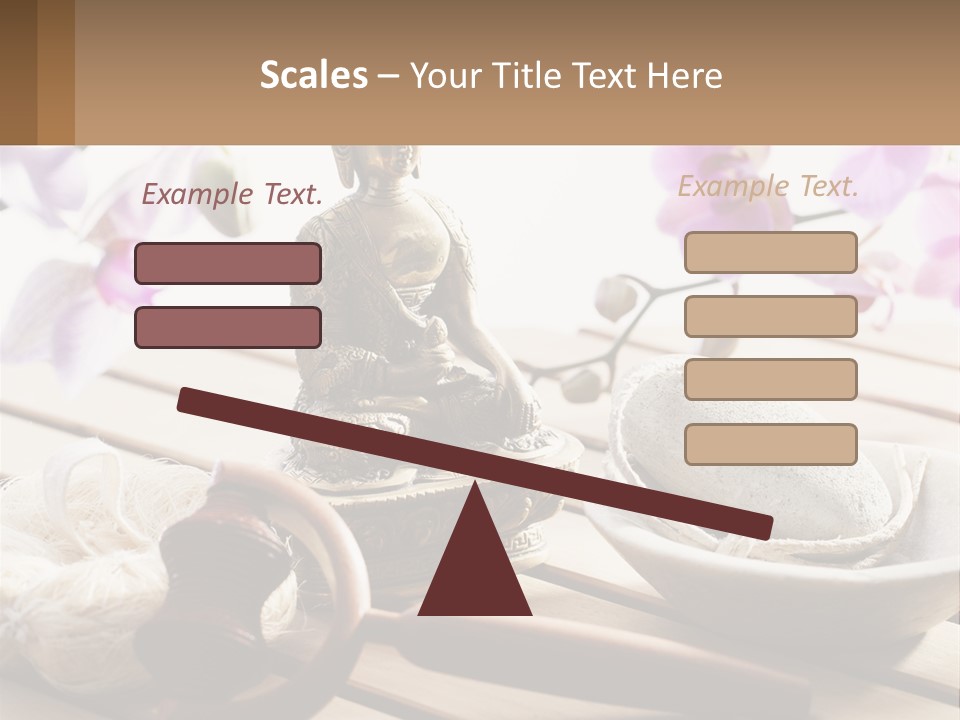 A Buddha Statue Sitting On Top Of A Wooden Table PowerPoint Template