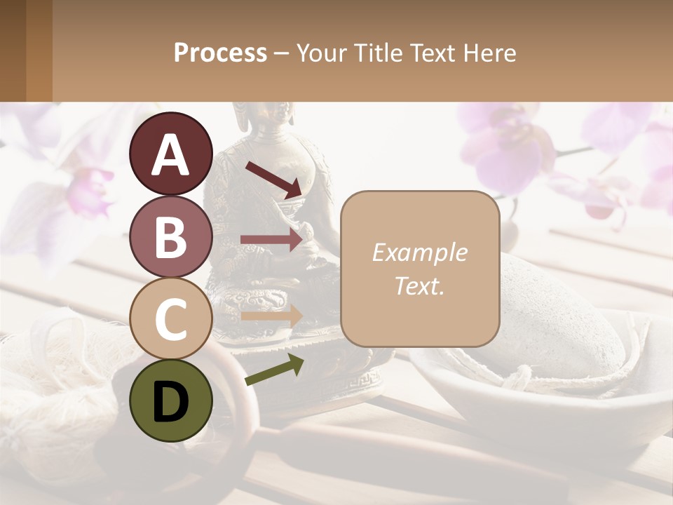 A Buddha Statue Sitting On Top Of A Wooden Table PowerPoint Template