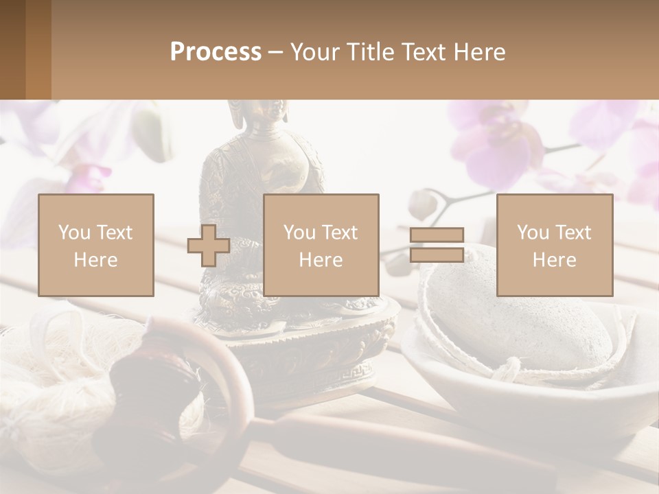 A Buddha Statue Sitting On Top Of A Wooden Table PowerPoint Template