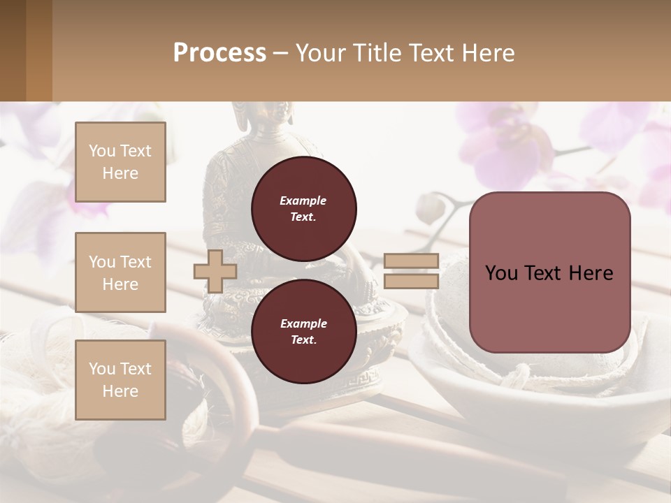 A Buddha Statue Sitting On Top Of A Wooden Table PowerPoint Template