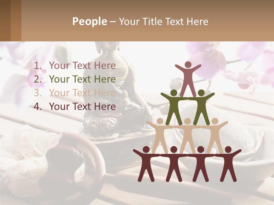 A Buddha Statue Sitting On Top Of A Wooden Table PowerPoint Template