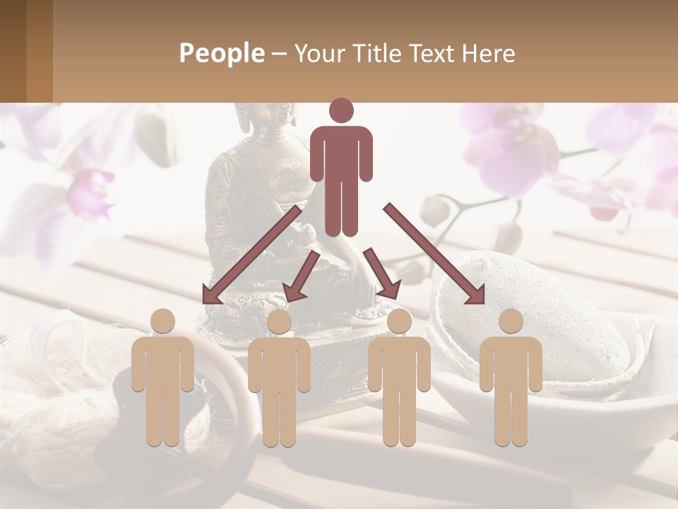 A Buddha Statue Sitting On Top Of A Wooden Table PowerPoint Template